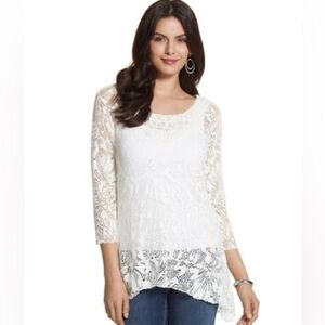 Chicos Willow Lace Top Size 1/Small/8